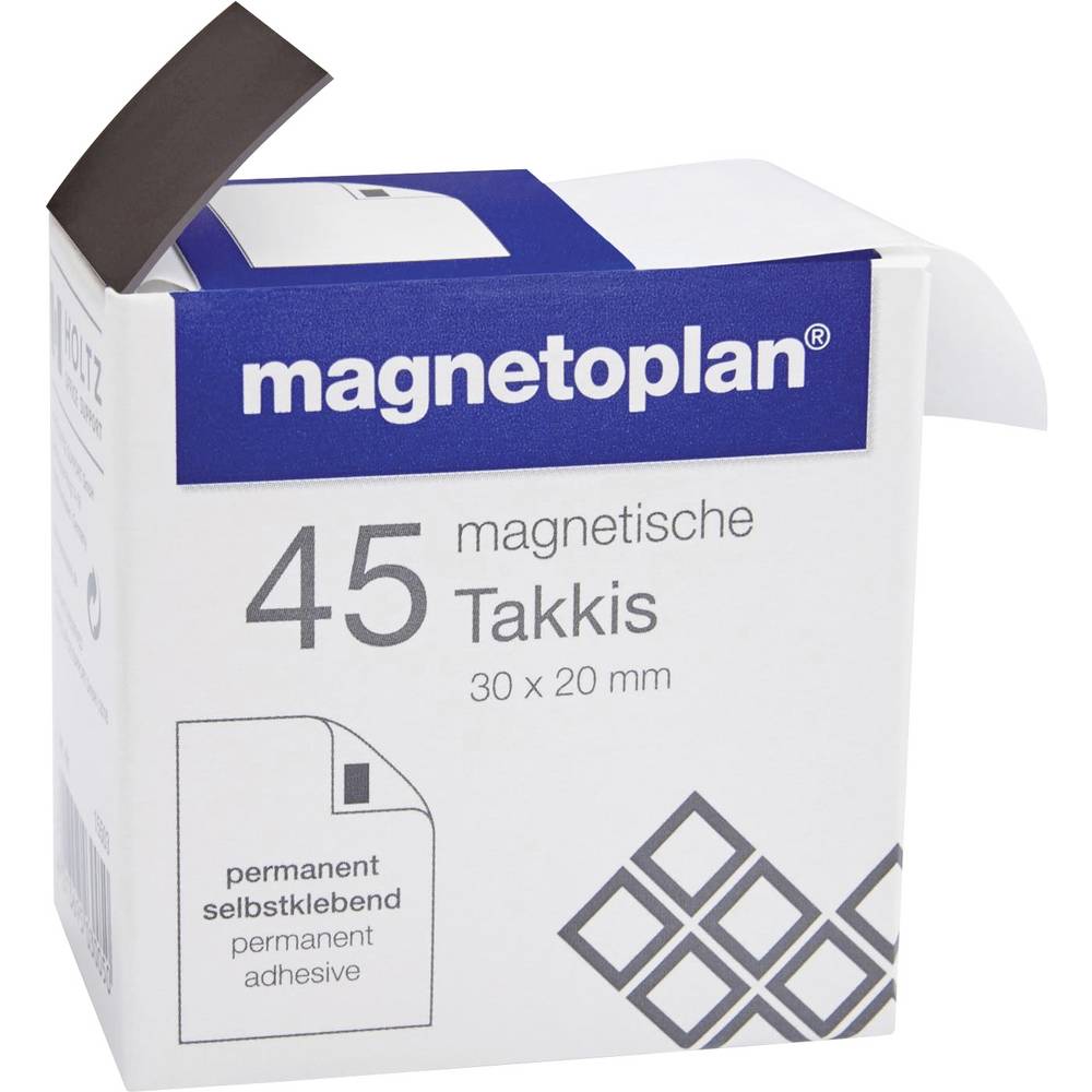 Magnetoplan Magneetband (l x b x h) 20 x 30 x 0.75 mm Rechthoekig Zwart 45 stuk(s) 15503