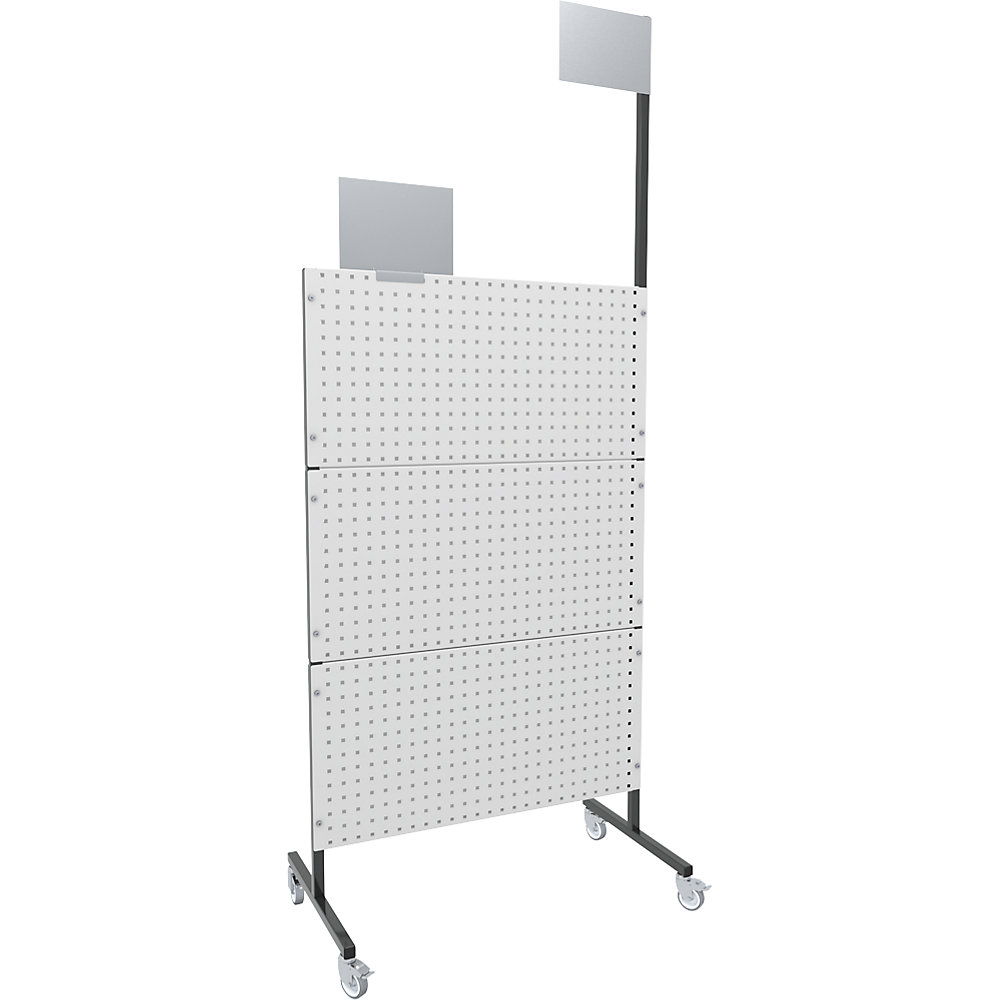 Eurokraft pro Organisatiewand, mobiel, 3 perforatieplaten, 3 gladde platen, 4 zwenkwielen