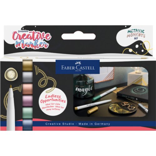Faber-Castell Faber castell marker creatief goldfaber brushpunt b - metallic moments, 6 stuks