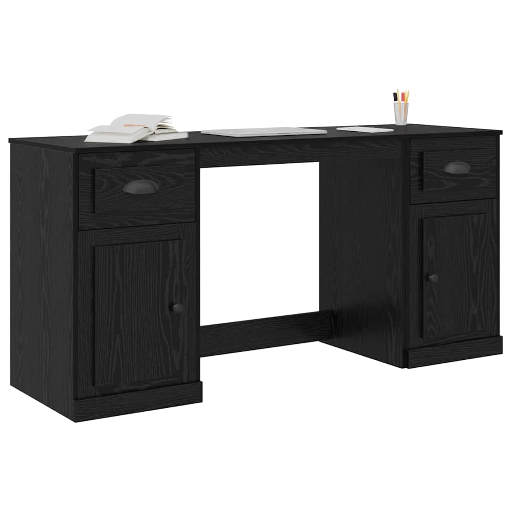 vidaXL Bureau met kast Zwart Eiken 154,5 x 50 x 75 cm Bewerkt hout