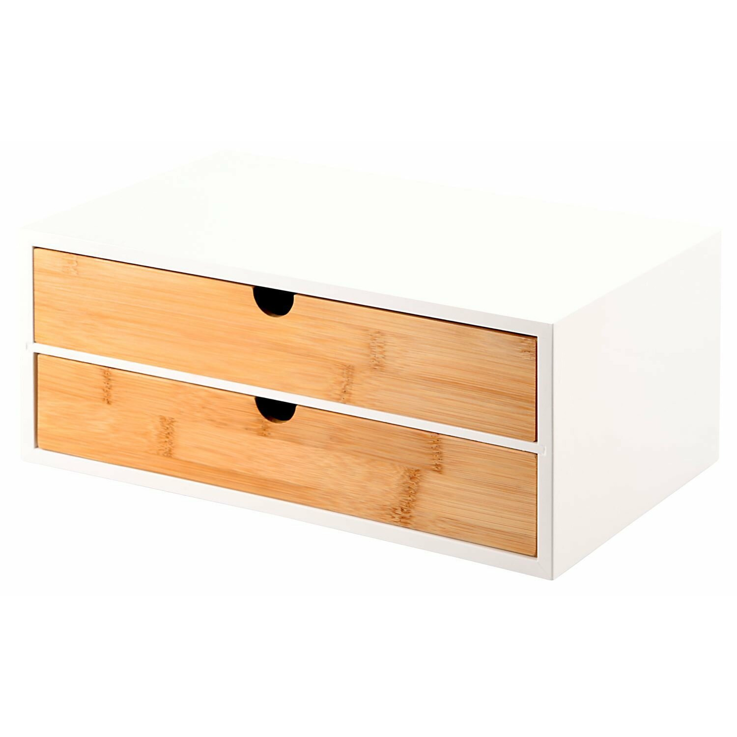 Kesper Ladeblokje - bureau organizer 2x lades - bamboe hout - L33xB21xH14 cm - lichtbruin/wit -