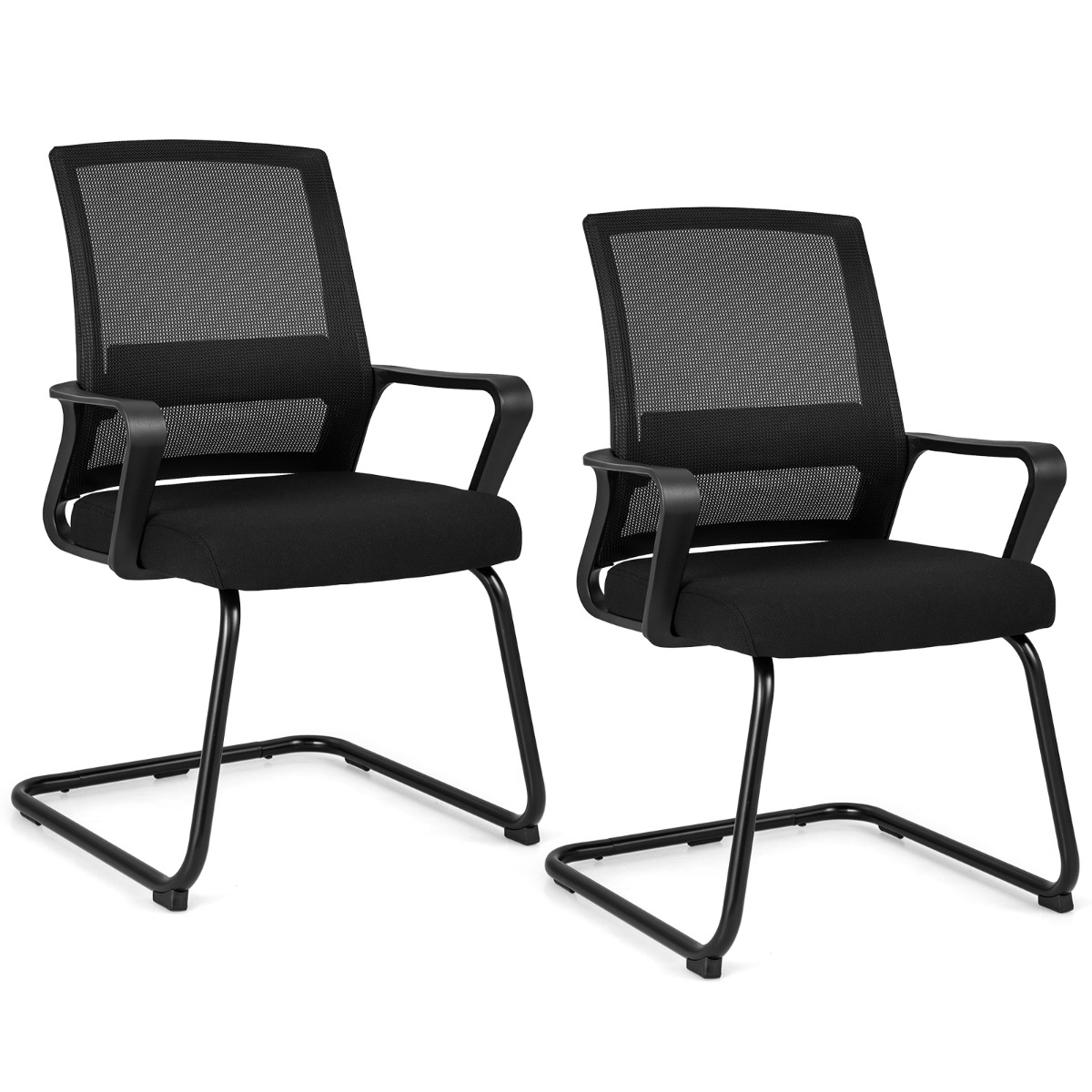 Costway Tweedelige Ergonomische Bureaustoel met Lendensteun en Vergaderstoel