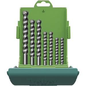 Heller 3015 18037 5 Carbide Steen-spiraalboor set 7-delig 4 mm, 5 mm, 6 mm, 8 mm, 10 mm, 12 mm Cilinderschacht 1 set