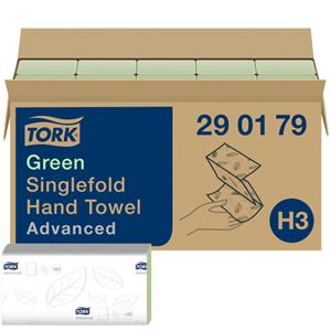 Tork ZZ & C-vouw handdoek Universeel ZZ-gevouwen.1 laags 23 x 23 cm. groen (doos 15 x 250 stuks)