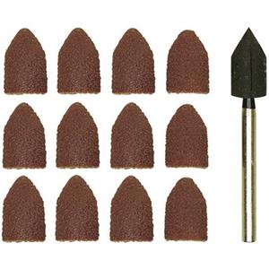 Proxxon 28 987 10-delige Schuurdoppen, normaal korund met gereedschapsdrager afm. 13 x 9 mm