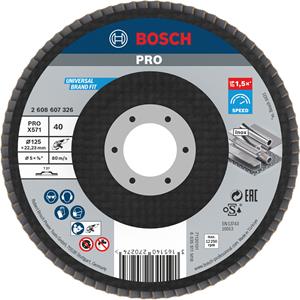 Bosch Fächerschleifscheibe X571 Best for Metal, gerade, 125 mm, 40, Glasgewebe