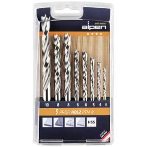 Hout-spiraalboor set 8-delig Alpen 600093100 Cilinderschacht 1 set