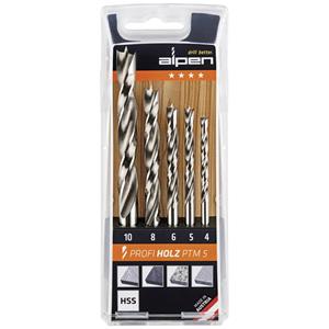 Hout-spiraalboor set 5-delig Alpen 600114100 Cilinderschacht 1 set