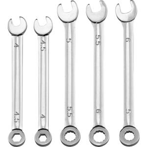 DONAU Mini Combinatie ring steeksleutel Set, 5-delig 4.0, 4.5, 5.0, 5.5, 6.0 mm