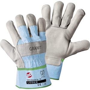 Rindnarbenleder-Handschuhe GRANIT grau / hellblau, VE 12 Paar Größe 10 (XL)