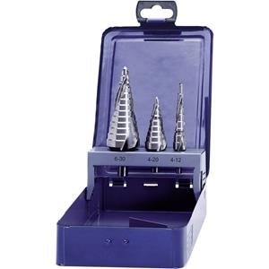 HSS Stufenbohrer-Set 3teilig 4 - 12 mm, 4 - 20 mm, 6 - 30mm Zylinderschaft 1 Set