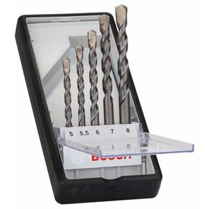 boschaccessories Bosch Accessories 2607010526 Carbide Beton-spiraalboren set 5-delig 5 mm, 5.5 mm, 6 mm, 7 mm, 8 mm Cilinderschacht 1 set(s)