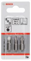 Schrauberbit-Set Extra-Hart (gemischt), 3-teilig, S 1,0x5,5, PH2, PZ2, 25 mm - BOSCH