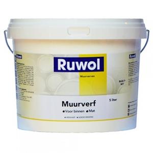 Ruwol Muurverf voor binnen mat WIT  5 ltr