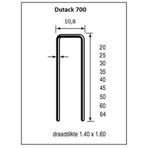 Dutack nieten 700 serie 45 mm [10.000] beitelvormige punt gegalvaniseerd geharst