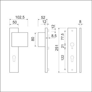 AMI Veiligheidsgarnituur Kruk/duwer schild, PC 72 251/50 80/90 F1