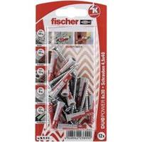 fischer Dübel DUOPOWER 6X30 S K DE, hellgrau/rot, 12 Stück, mit Schraube