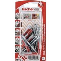 fischer Dübel DUOPOWER 10X50 S K DE, hellgrau/rot, 4 Stück, mit Schraube