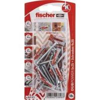 fischer Dübel DUOPOWER 5x25 S K, hellgrau/rot, 18 Stück, mit Schraube
