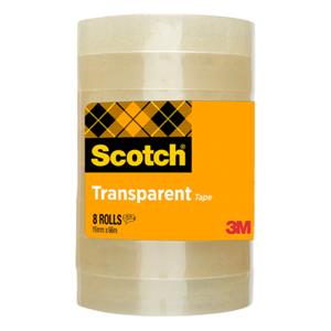 3M Plakband Transparant (l x b) 66 m x 19 mm Inhoud: 8 rollen