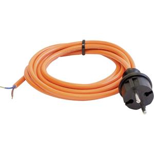 Stroom Aansluitkabel [ Geaarde stekker - Kabel, open einde] Oranje 5 m as - Schwabe 70917