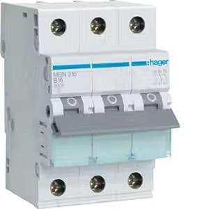 HAGER MBN316 - Circuit breaker 3-pole B-16A, MBN316