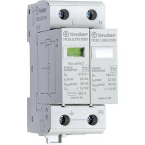 Finder 7P.22.8.275.1020Beveiliging tegen overspanning secundaire verdeling zekeringkast Overspanningsbeveiliging 1-fasig + vonkbaan geleidingIP20