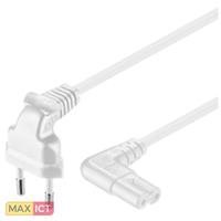 Euro-Netzkabel mit Doppelnutkupplung, weiß, 0,75m, 90° - Goobay