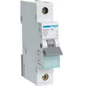 HAGER MBN116 - Miniature circuit breaker 1-pin B-16A, MBN116