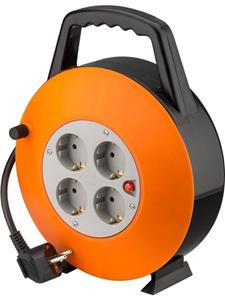 GOOBAY Cable reel with cable run with 4x protective contact sockets and surge