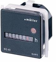 Müller BG4017 Betriebsstundenzähler Rollenzählwerk, Schalttafeleinbau, 45 x 45 mm, 7-stellig, 12