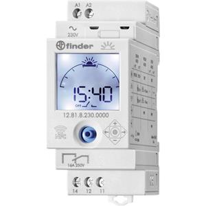 Finder 12.81.8.230.0000 Elektronische tijdschakelklok met NFC en Astro-functie 1 wisselcontact 16 A 250 V/AC