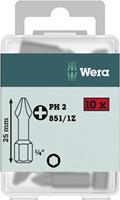 Wera Box 851/1Z PH2 (1 = 1VE ÃƒÂ  10 st.) Kruis-bit PH 2 Gereedschapsstaal gelegeerd, taai D 6.3 10 stuks