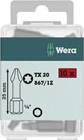 Torx-bit T 20 Wera Box 867/1Z TX20 (1 = 1VE ÃƒÂ  10 st.) Gereedschapsstaal gelegeerd, taai D 6.3 10 stuks