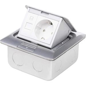 LEDmaxx 105626 1fach Fußboden-Einbausteckdose mit Cat5 Buchse IP20 Aluminium W029661