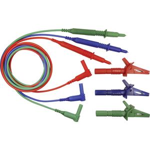 Cliff CIH29917 Veiligheidsmeetsnoerenset [ Stekker 4 mm - Testpunt] 1.50 m Blauw, Groen, Rood