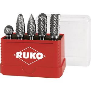 RUKO 116005 5-delige Set HM freesstiften Kogeldiameter 12 mm Hardmetaal Schacht-Ãƒ 6 mm