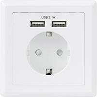 Basetech 1425527 Unterputz-Steckdose mit USB IP20 Weiß W533541