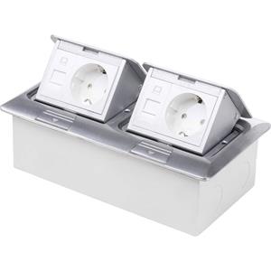 LEDmaxx 105627 2fach Fußboden-Einbausteckdose mit Cat5 Buchse Aluminium W029601