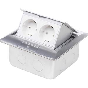 LEDmaxx 105625 2fach Fußboden-Einbausteckdose IP20 Aluminium W029641