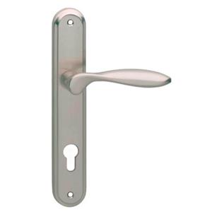 intersteel deurklink 1695 george op langschild profielcilinder 72mm nikkel mat