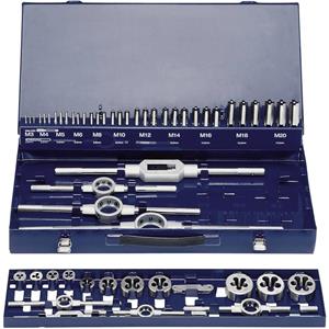 Schroefdraad reparatieset 54-delig HSS Exact 10723 metrisch M3, M4, M5, M6, M8, M10, M12, M14, M16, M18, M20