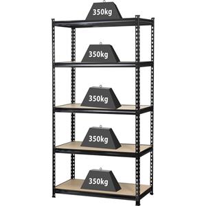 toolcraft 1530556 Stellingkast voor zware lasten 350 kg Metaal, MDF Hout Zwart