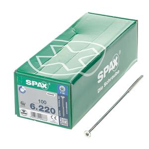 Spax Spaanplaatschroef platverzonken kop verzinkt T-Star T30 deeldraad 6.0 x 220mm
