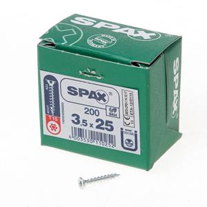 Spax Spaanplaatschroef platverzonken kop verzinkt T-Star T15 3.5x25mm (per 200 stuks)