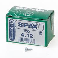 Spax Spaanplaatschroef platverzonken kop verzinkt pozidriv 4.0x12mm (per 200 stuks)