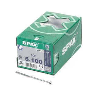 Spax Spaanplaatschroef platverzonken kop verzinkt T-Star T20 deeldraad 5.0x100mm (per 100 stuks)