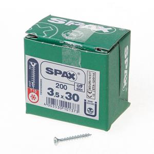 Spax Spaanplaatschroef platverzonken kop verzinkt T-Star T15 3.5x30mm (per 200 stuks)