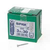 Spax Spaanplaatschroef platverzonken kop verzinkt pozidriv 3.5x30mm (per 200 stuks)
