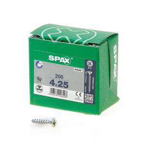 Spax Spaanplaatschroef platverzonken kop verzinkt pozidriv 4.0x25mm (per 200 stuks)